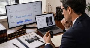 Attorney reviewing smartwatch health data for a personal injury claim